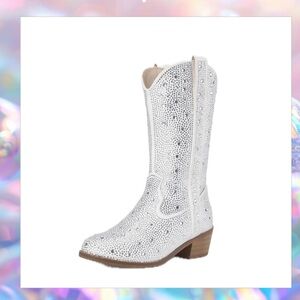 White Rhinestone Girl Cowgirl Boots Sparkling